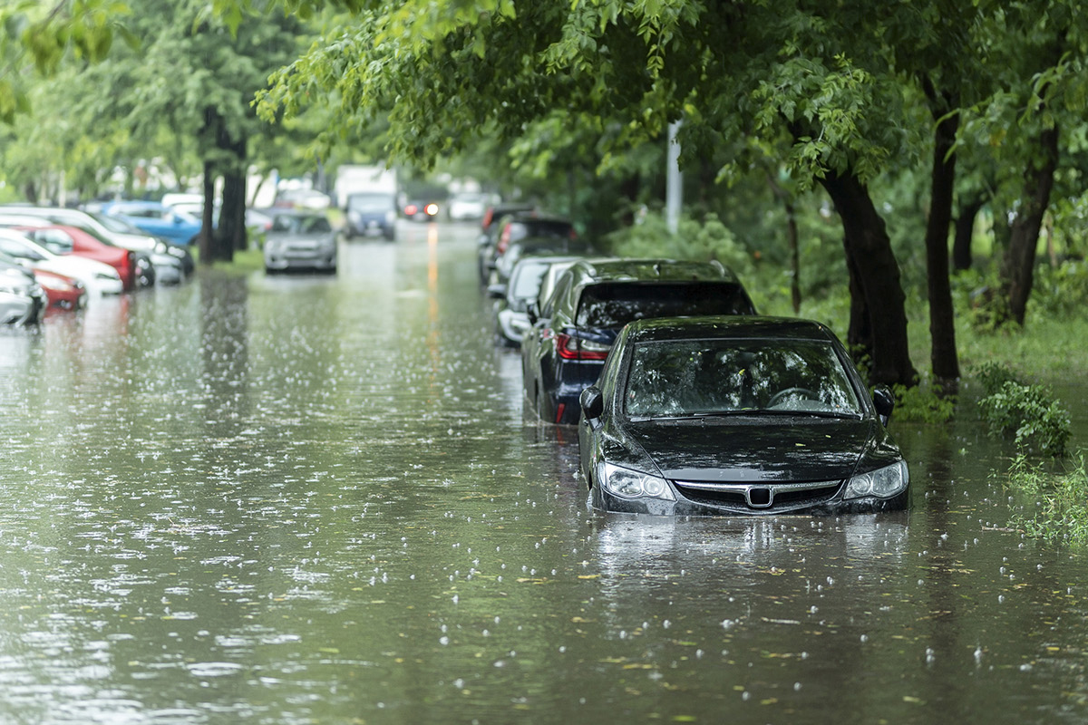 street flooding cars half-submerged