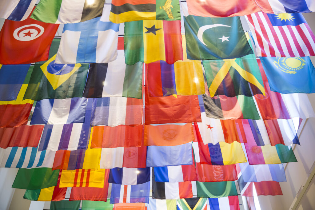 Hall of countries flags in Student Union